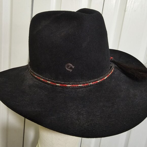 Charlie 1 Horse Black Felt Cowboy Hat 7 1/8 Western Festival Lainey Wilson Style - Picture 5 of 13